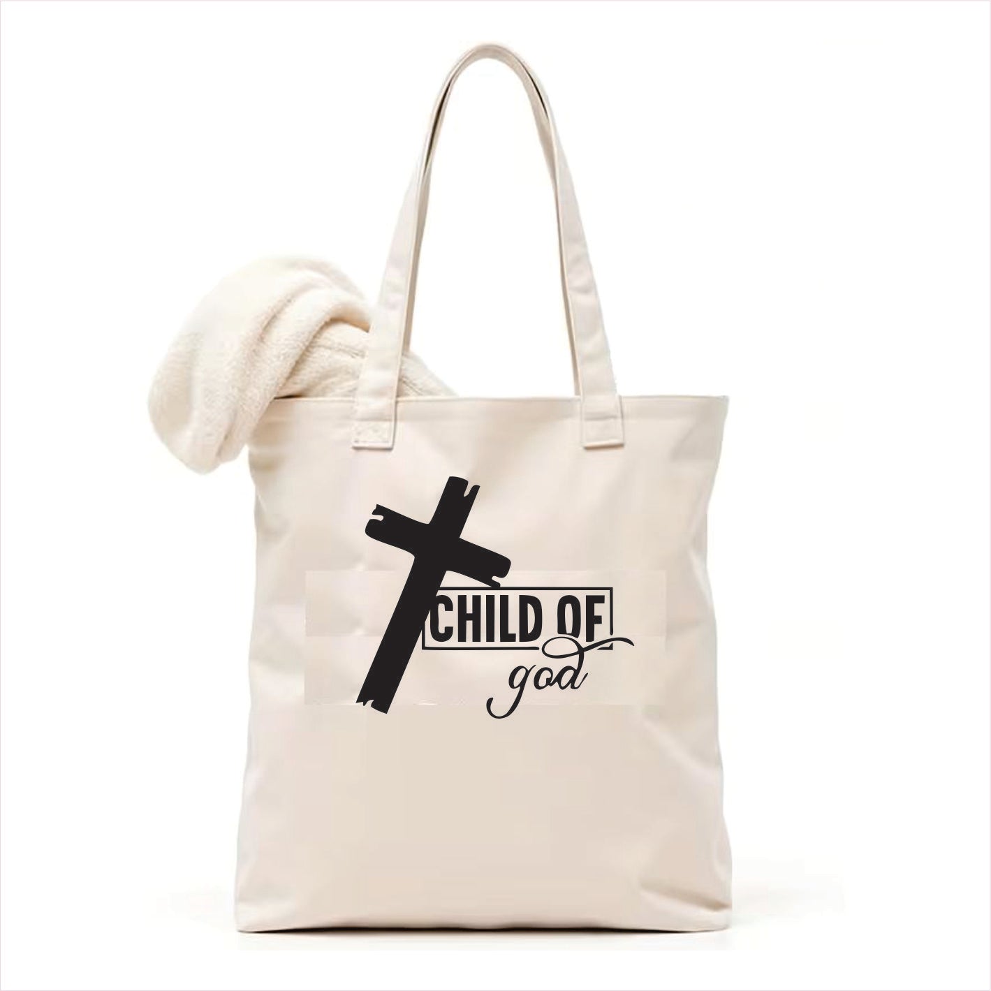Tote bag with 'Child of God' design on a white background