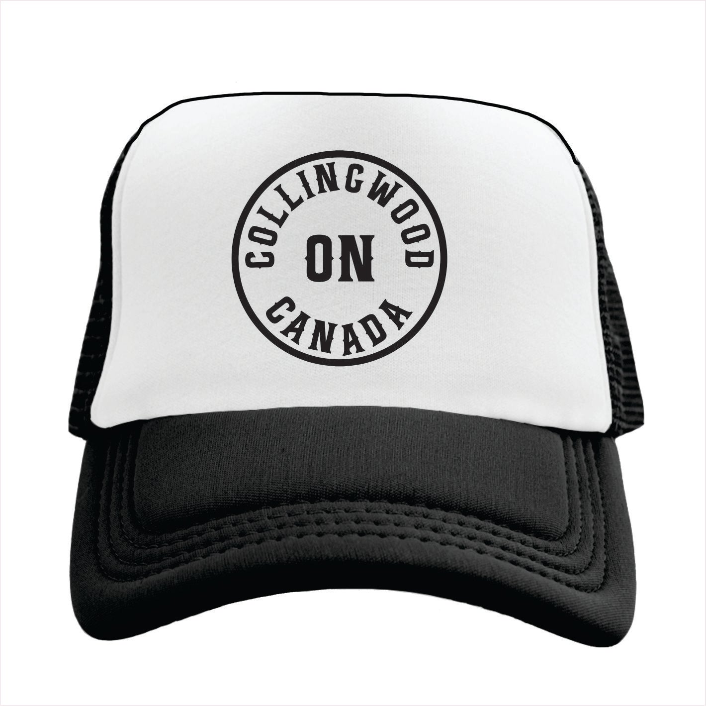 Black and white cap with 'Collingwood ON Canada' text on a white background