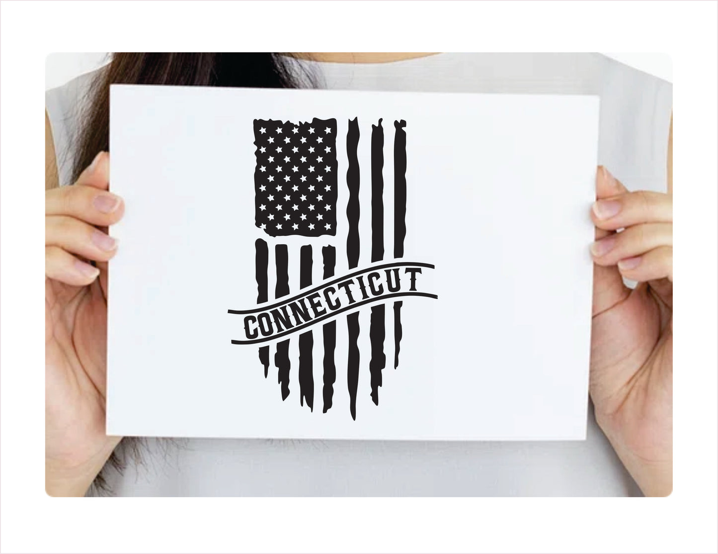 Connecticut Flag Usa Black Decal Sticker