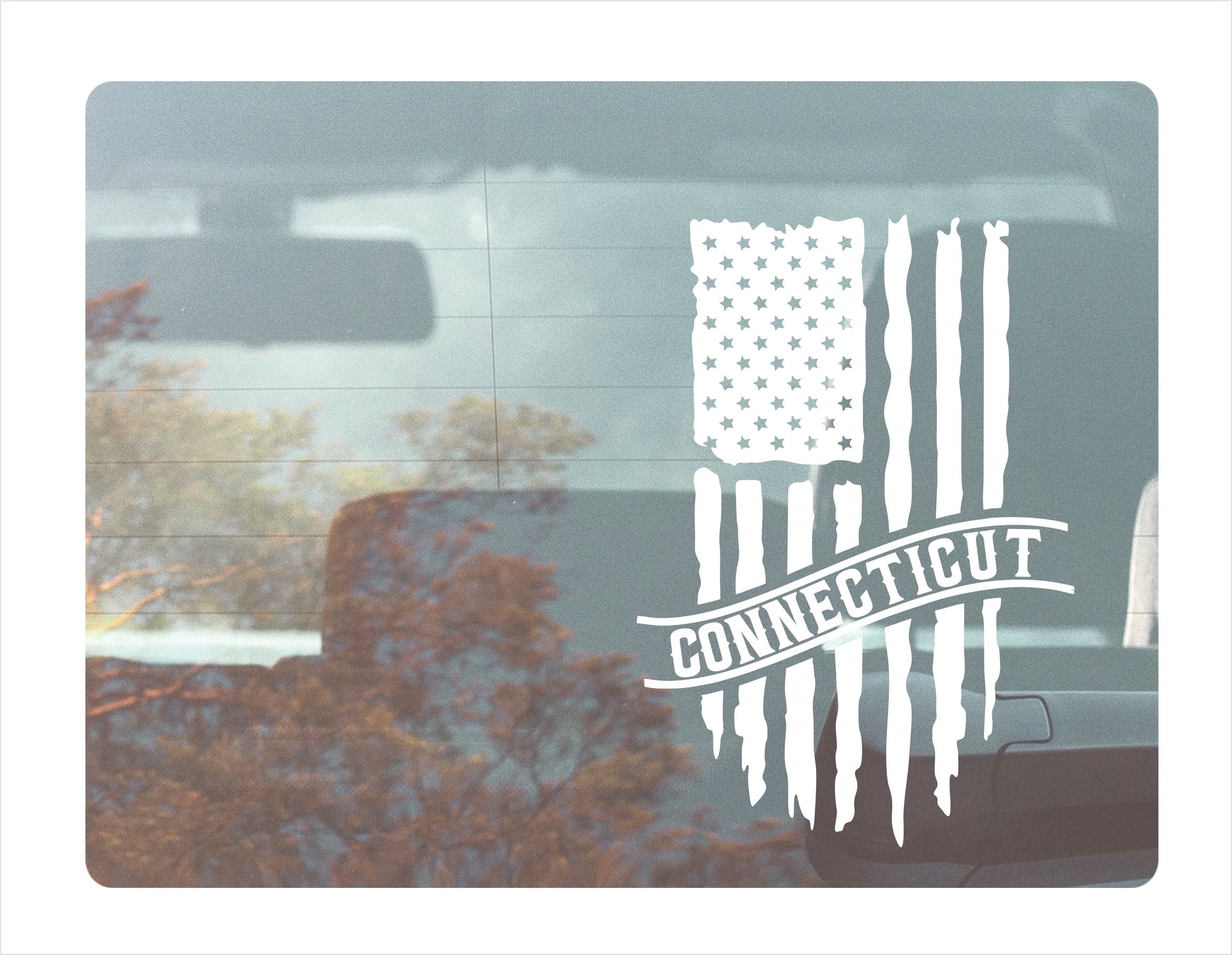 Connecticut Flag Usa White Decal Sticker