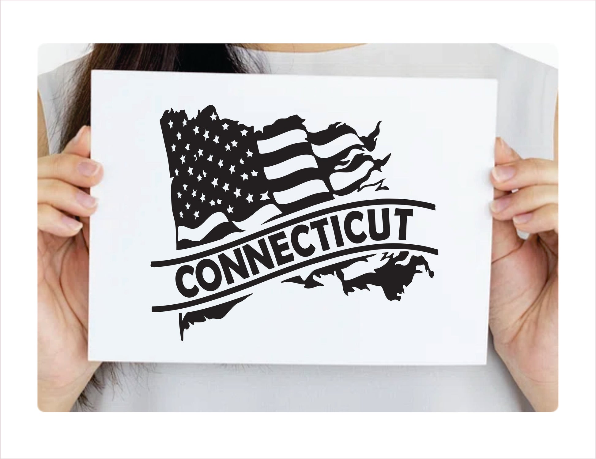 Connecticut State Usa Black Decal Sticker