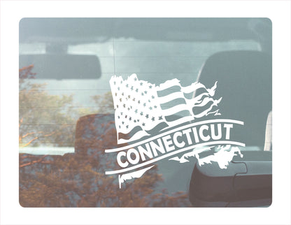Connecticut State Usa White Decal Sticker