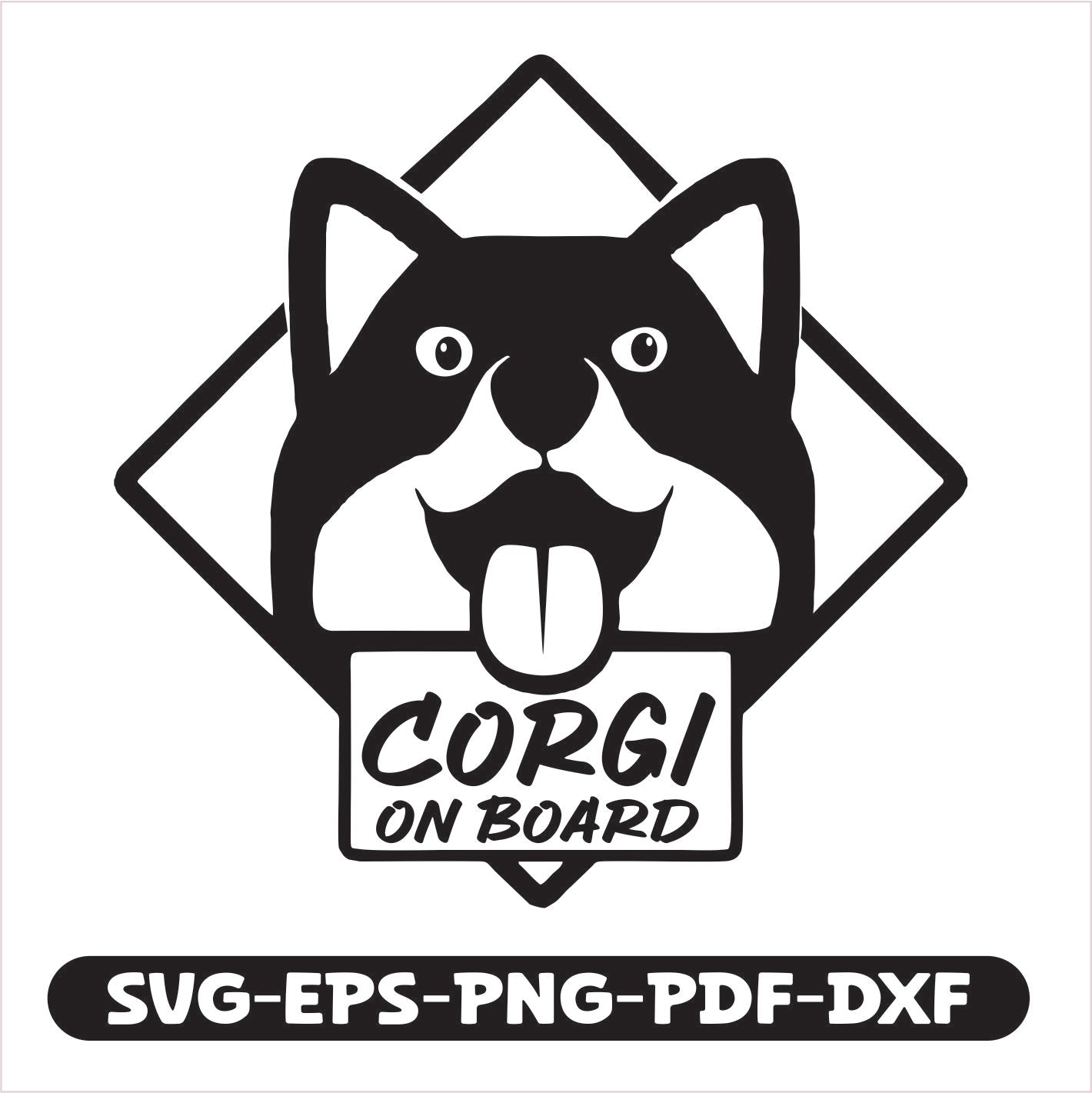 Corgi on board SVG EPS PNG PDF DXF Cutting File