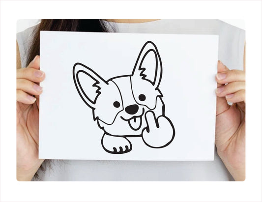 Corgi Dog Middle Finger Decal Sticker - FREE shipping