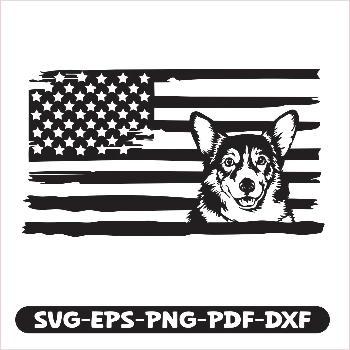Corgi Dog USA SVG EPS PNG PDF DXF Cutting