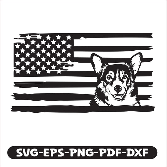Corgi Dog USA SVG EPS PNG PDF DXF Cutting