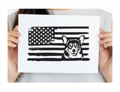 Corgi Dog USA Black Decal Sticker
