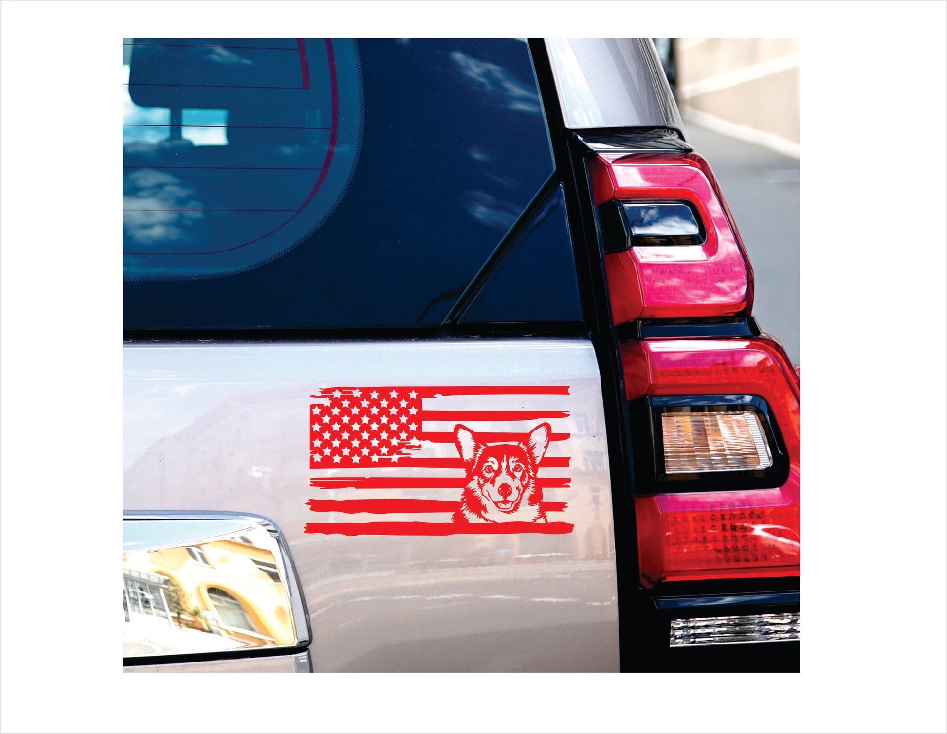 Corgi Dog USA Red Decal Sticker