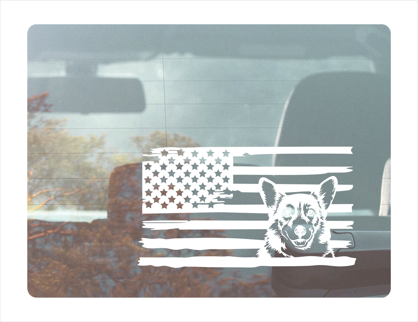 Corgi Dog USA White Decal Sticker