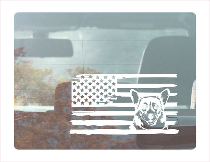 Corgi Dog USA White Decal Sticker