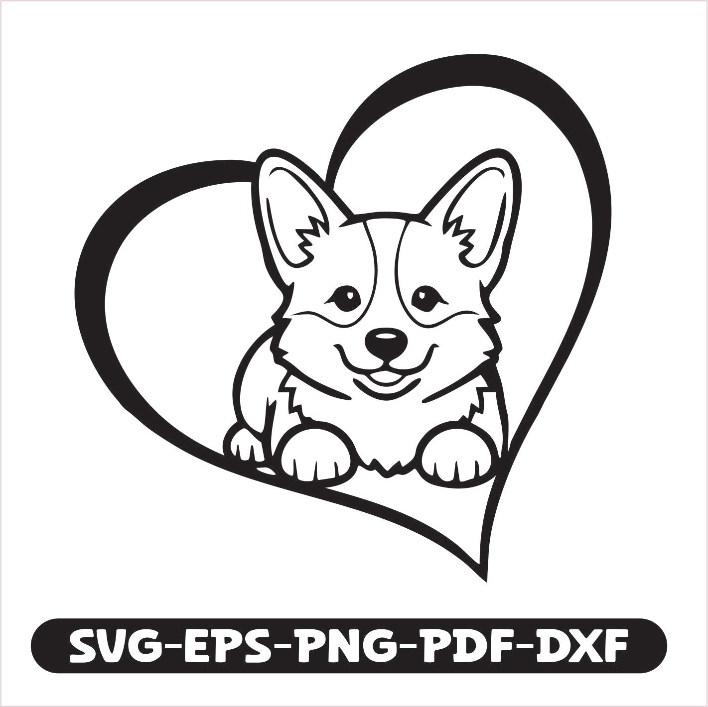 Corgi Heart SVG EPS PNG PDF DXF Cutting