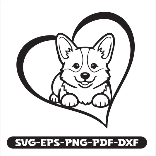 Corgi Heart SVG EPS PNG PDF DXF Cutting