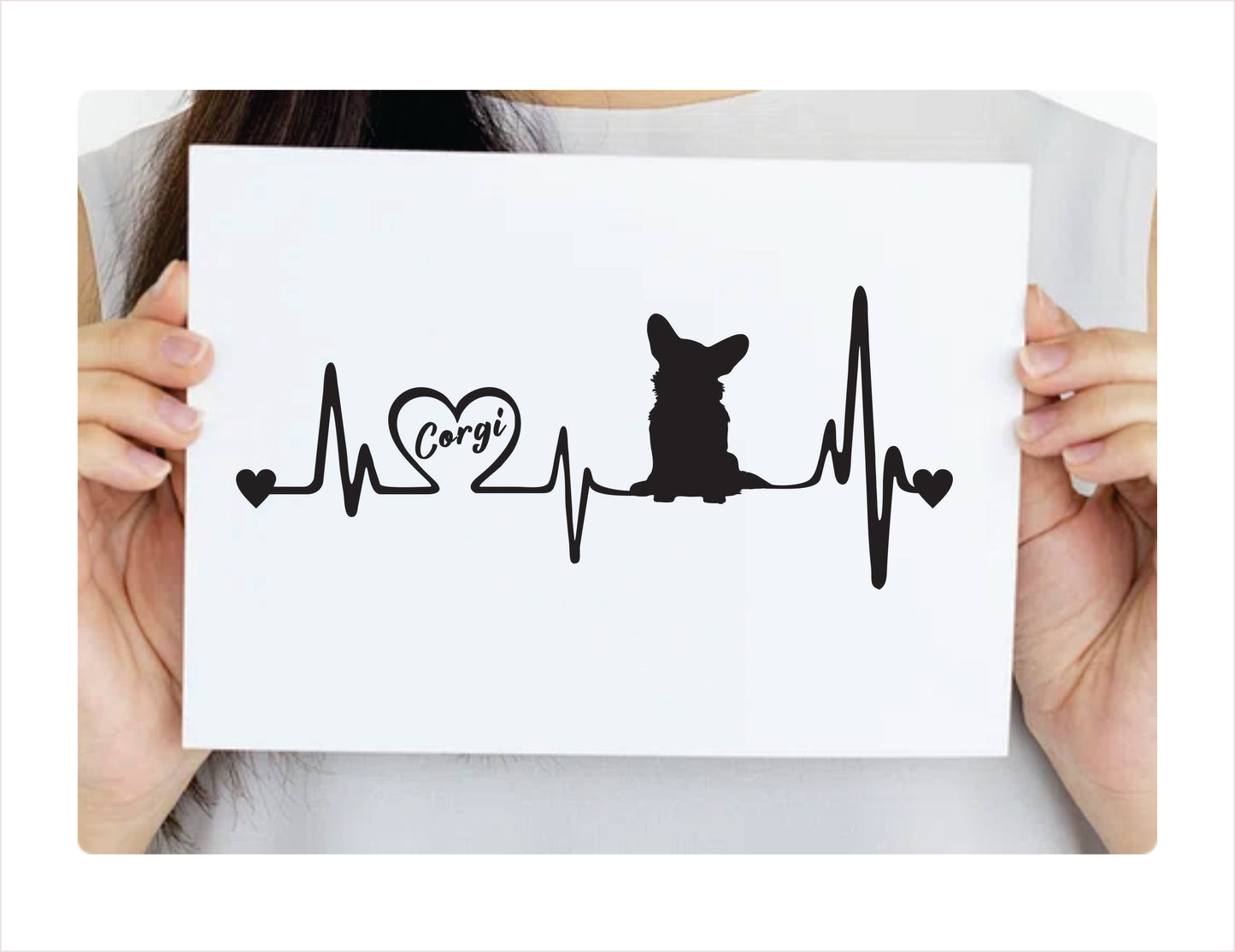 Corgi Heartbeat Black Decal Sticker