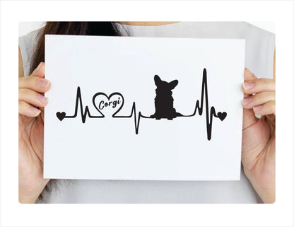 Corgi Heartbeat Black Decal Sticker