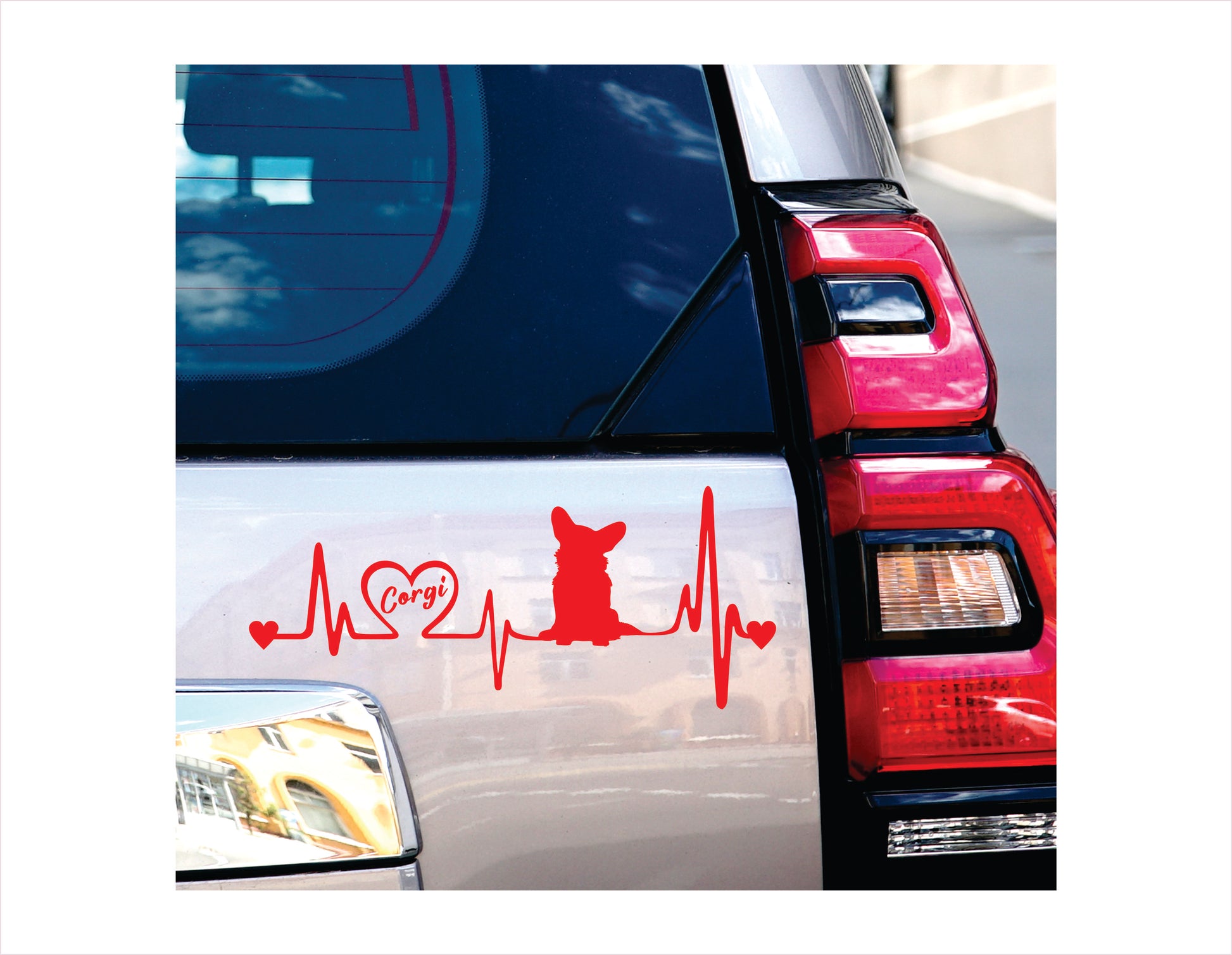 Corgi Heartbeat Red Decal Sticker