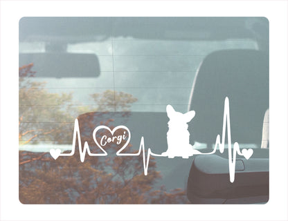 Corgi Heartbeat White Decal Sticker