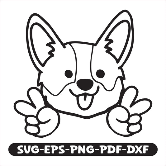 Corgi Peace SVG cutting file. Compatible with popular design software