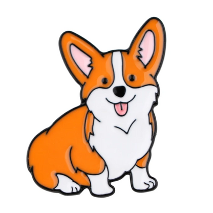 enamel pin with a corgi dog design from ecorootstore.com