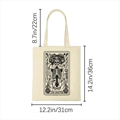 Crafter girl skull tarot tote bag 2