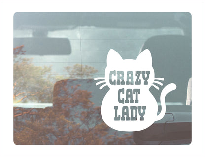 Crazy Cat Lady White Vinyl Decal Sticker