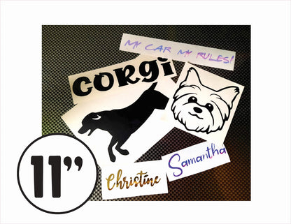 11 Inch Vinyl Decals, Custom Vinyl Decals, Custom Decals 11 Inches, Custom Text Decals