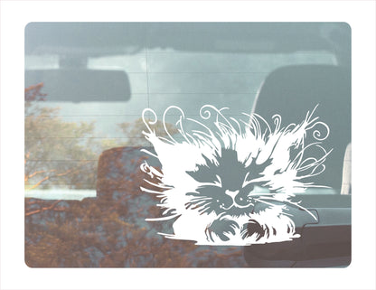 Cat Cute White Decal Sticker