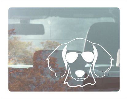 Dachshund Glasses White Vinyl Sticker Decal