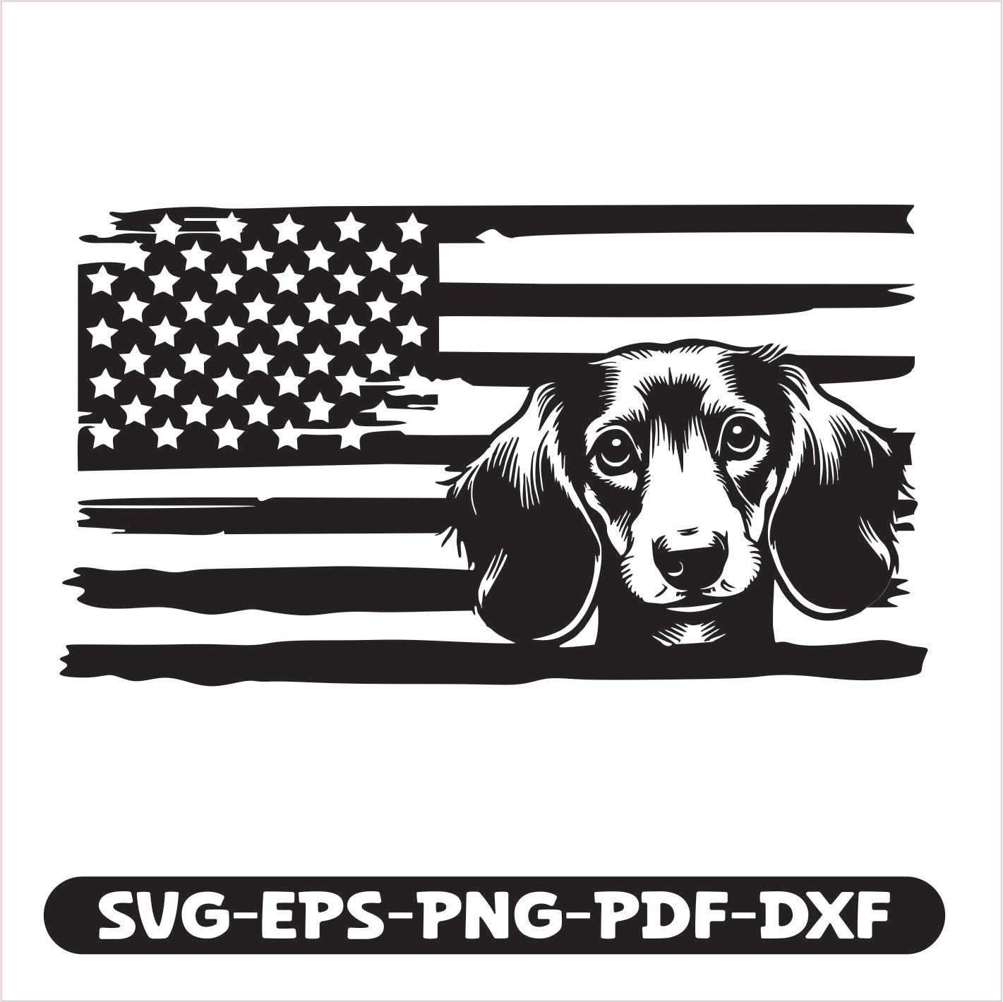 Dachshund Dog USA SVG EPS PNG PDF DXF Cutting