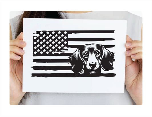 Dachshund Dog USA Black Decal Sticker