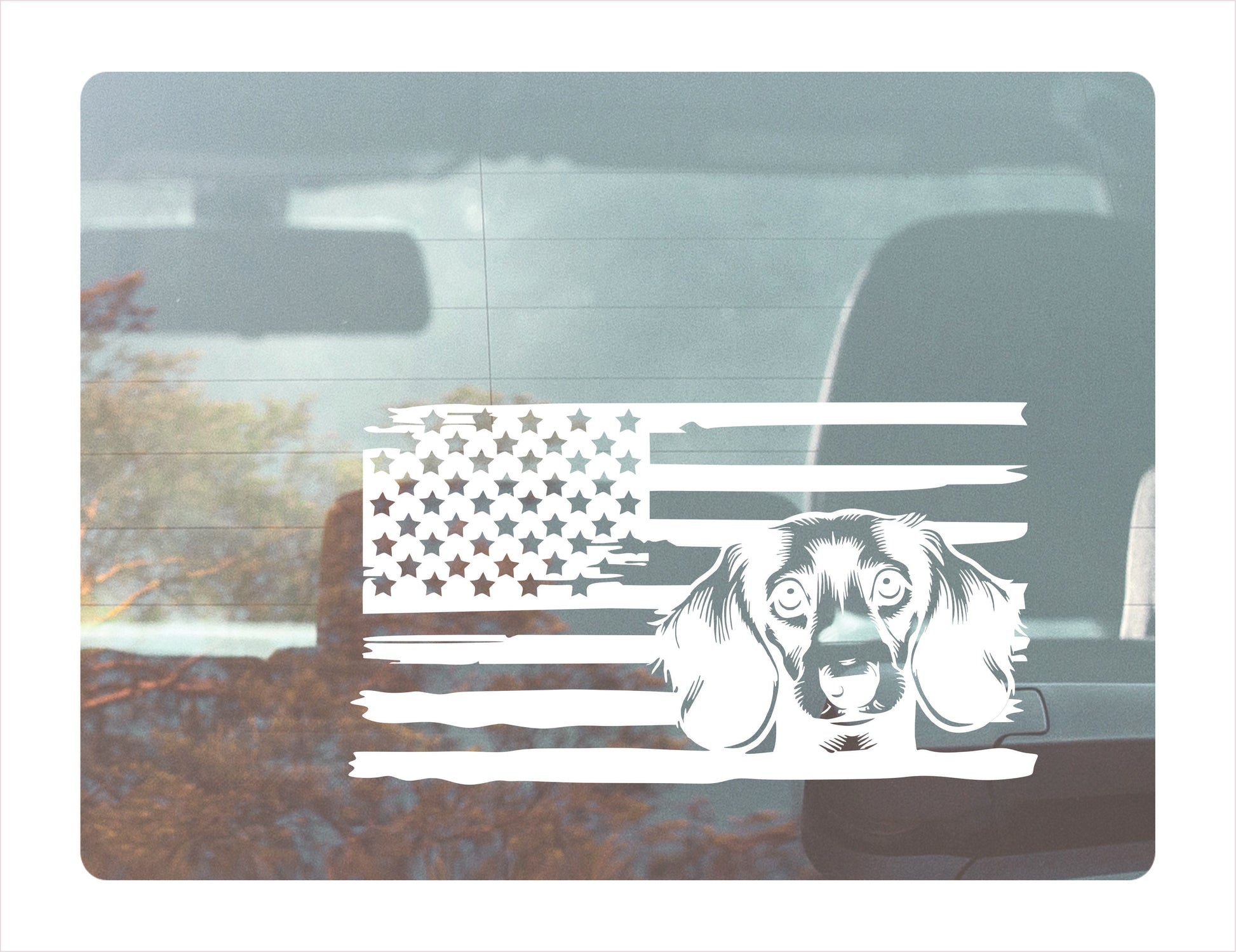 Dachshund Dog USA White Decal Sticker
