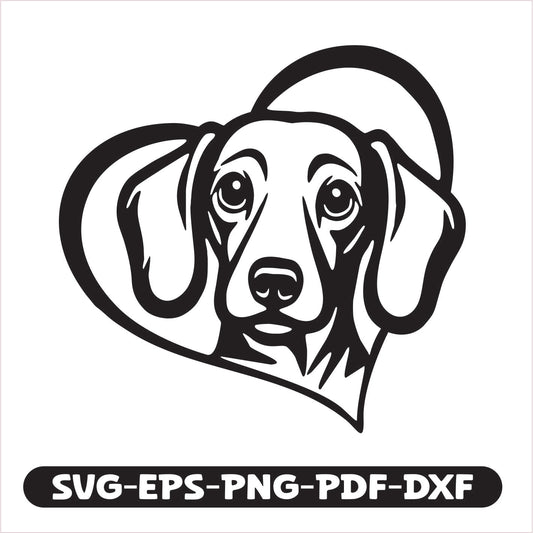 Dachshund Heart SVG EPS PNG PDF DXF Cutting