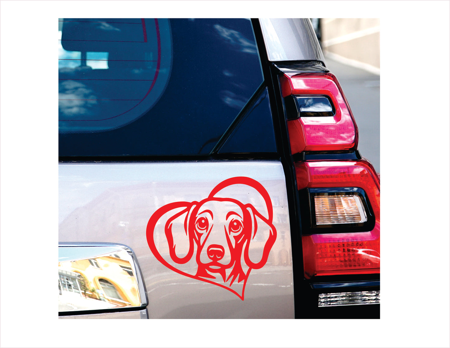 Dachshund Dog Heart Red Decal Sticker