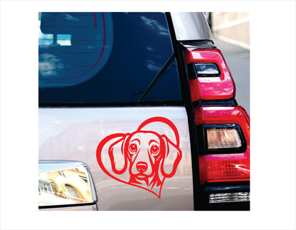 Dachshund Dog Heart Red Decal Sticker