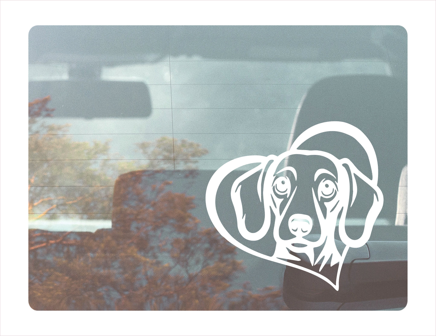 Dachshund Dog Heart White Decal Sticker