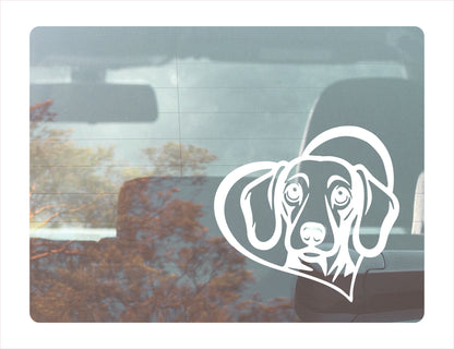 Dachshund Dog Heart White Decal Sticker