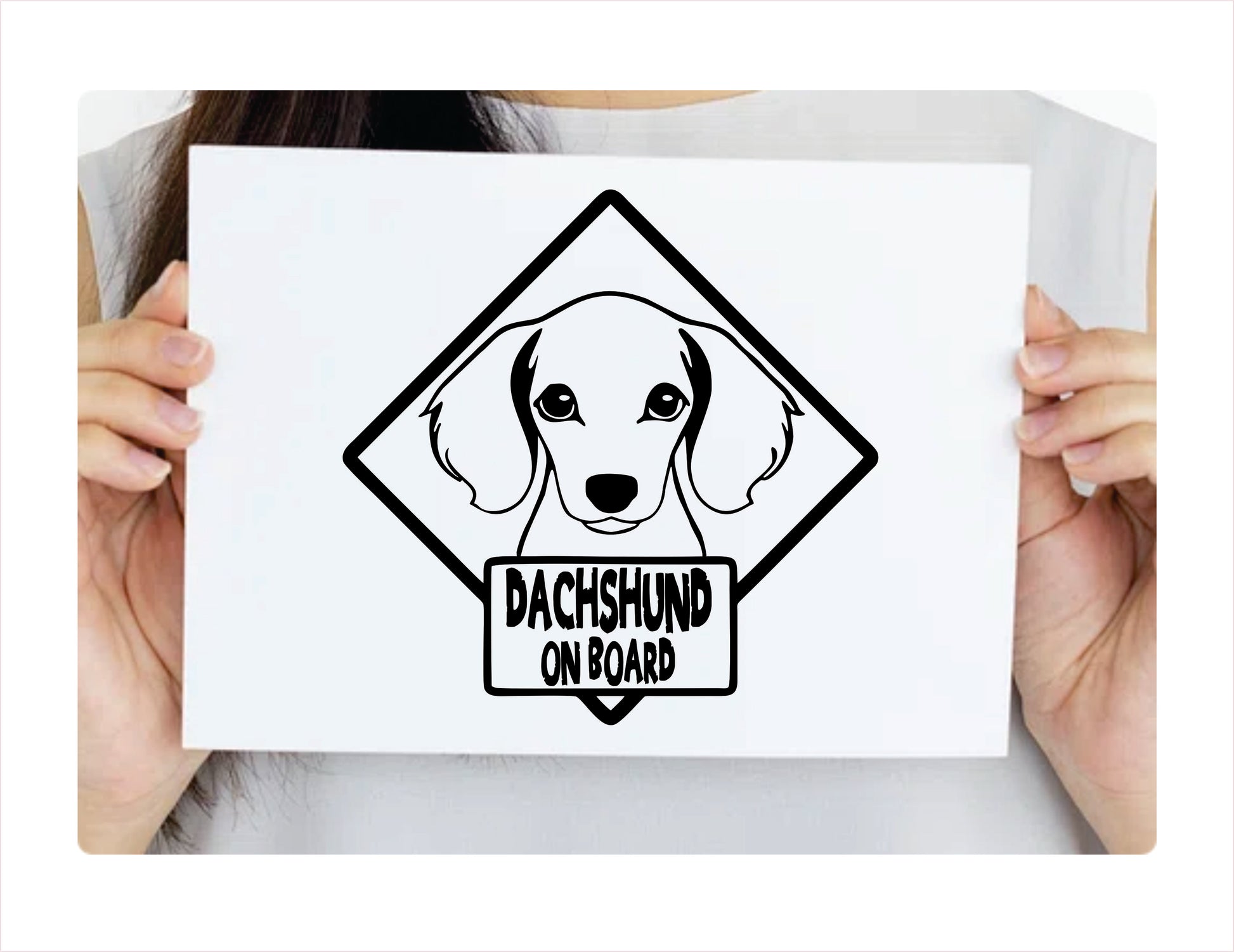 Dachshund on board Black Vinyl Decal Sticker