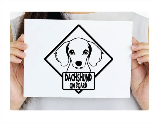 Dachshund on board Black Vinyl Decal Sticker
