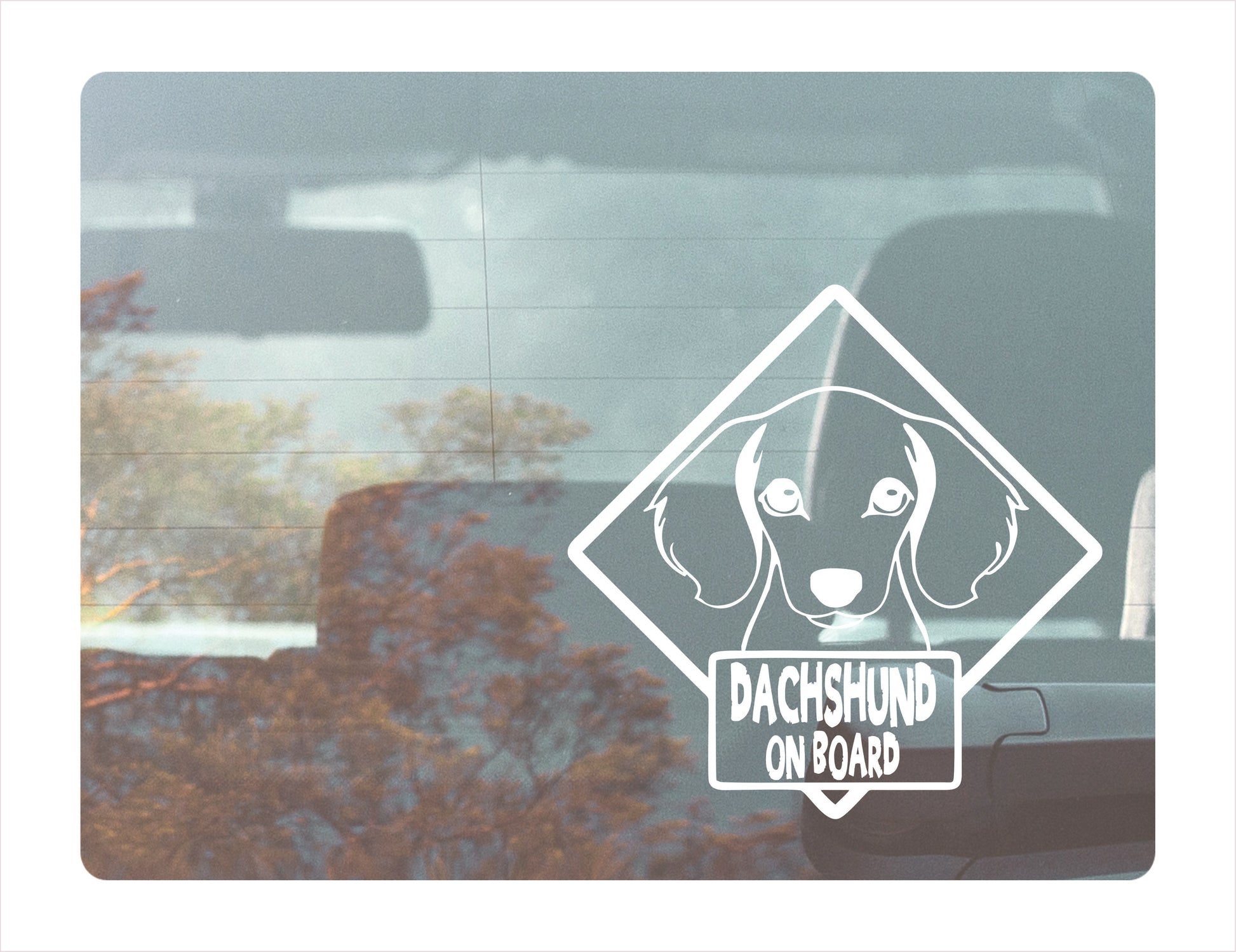 Dachshund on board White Vinyl Decal Sticker