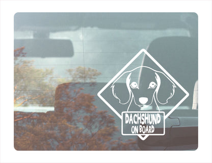 Dachshund on board White Vinyl Decal Sticker