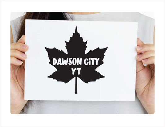 Dawson City Yukon maple leaf Canada Black Decal Sticker