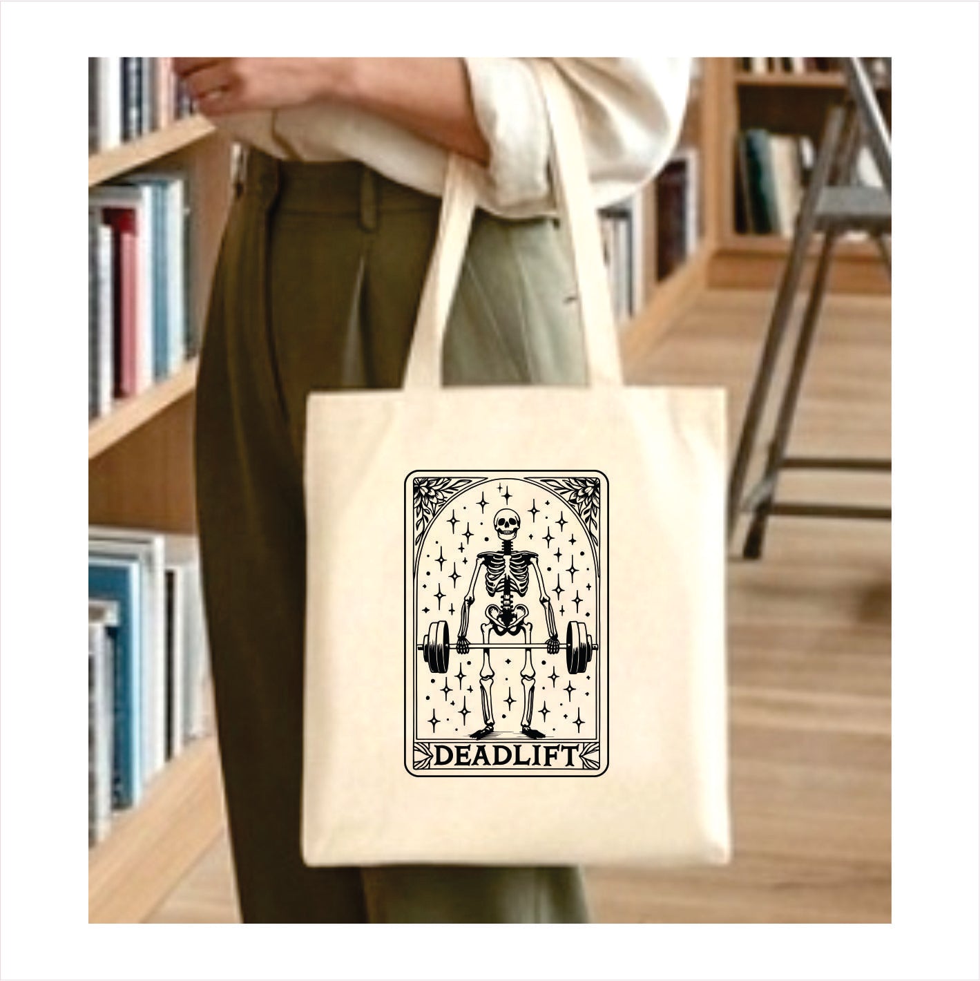 Deadlift Skull Tarot tote bag 1