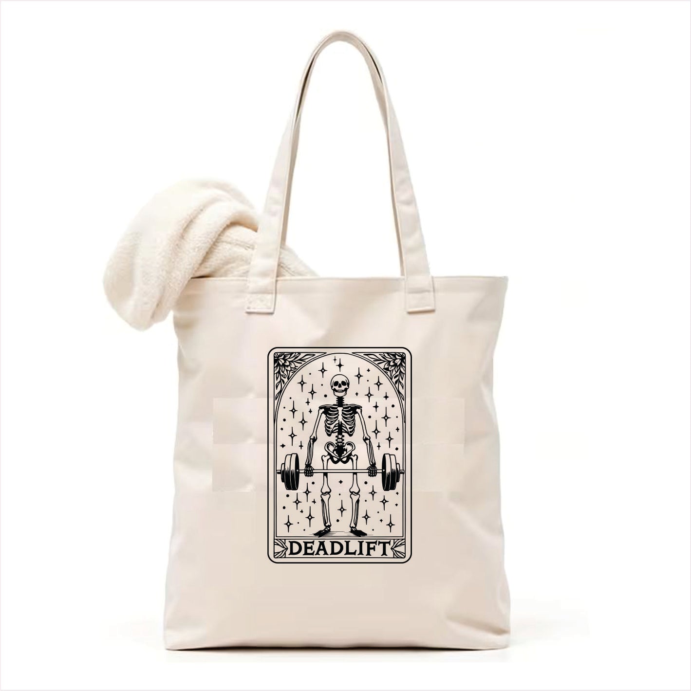 Deadlift Skull Tarot tote bag 3