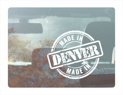 Made in Denver Colorado Usa decal sticker white decal