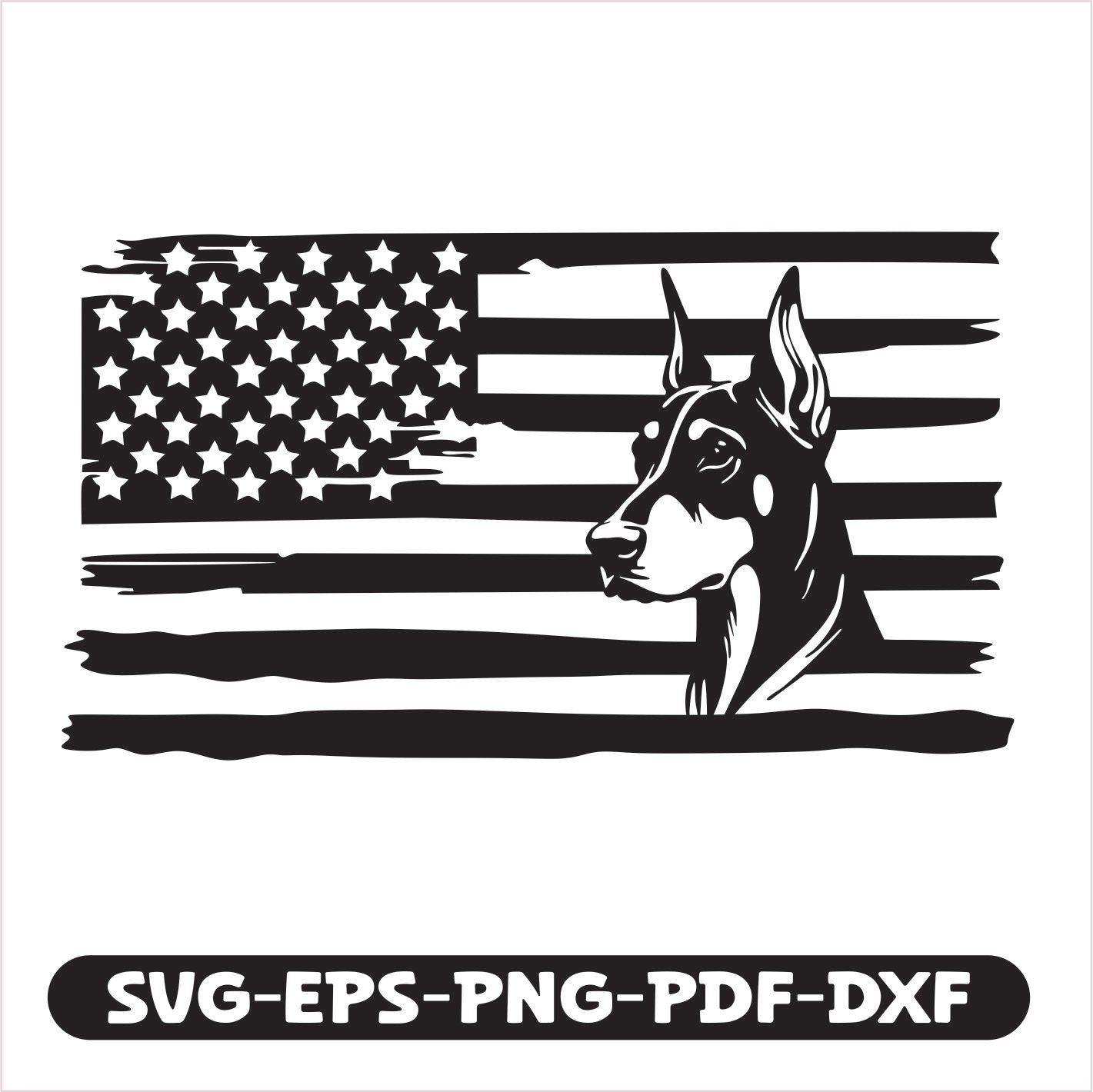 Doberman Dog USA SVG EPS PNG PDF DXF Cutting