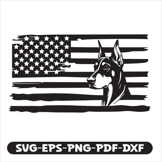 Doberman Dog USA SVG EPS PNG PDF DXF Cutting