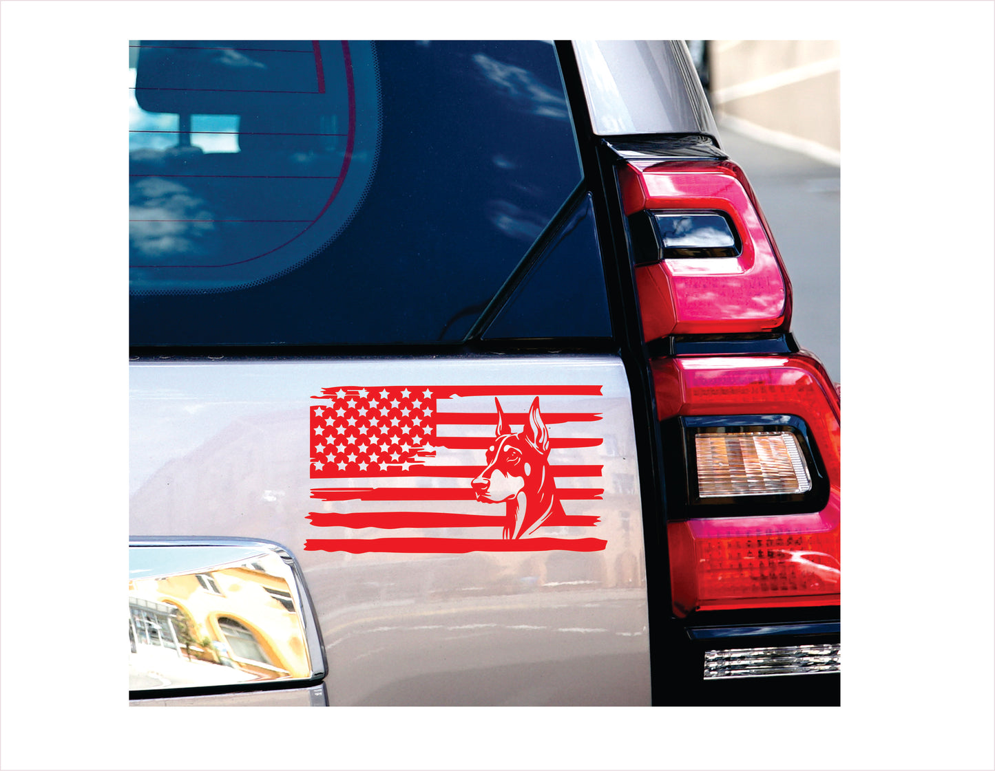 Doberman Dog USA Red Decal Sticker