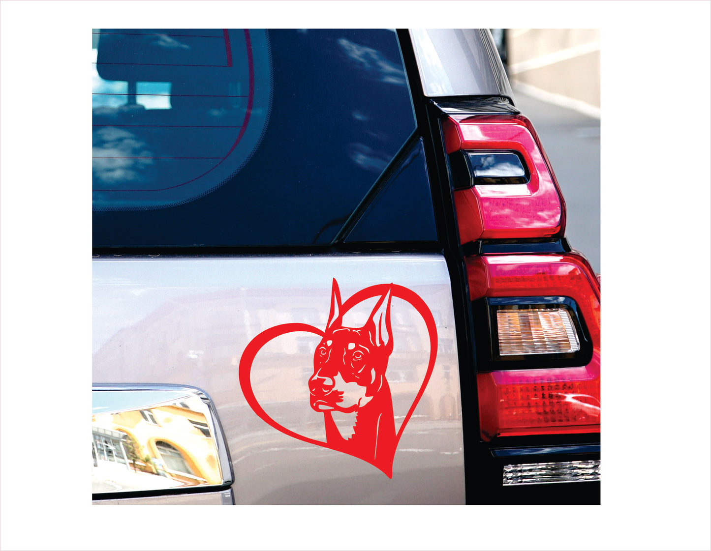 Doberman Dog Heart Red Decal Sticker