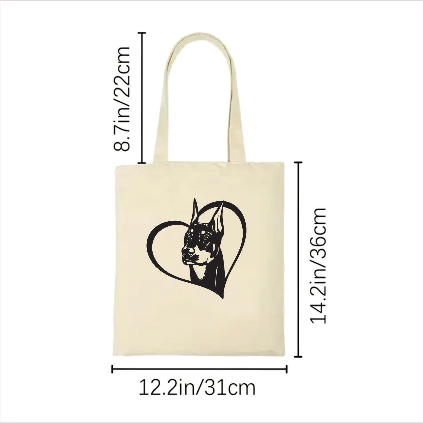 Doberman heart tote bag 2