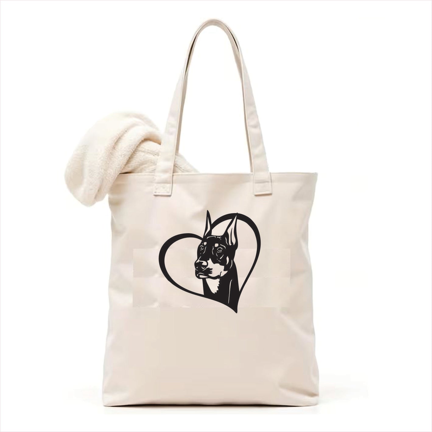 Doberman heart tote bag 3
