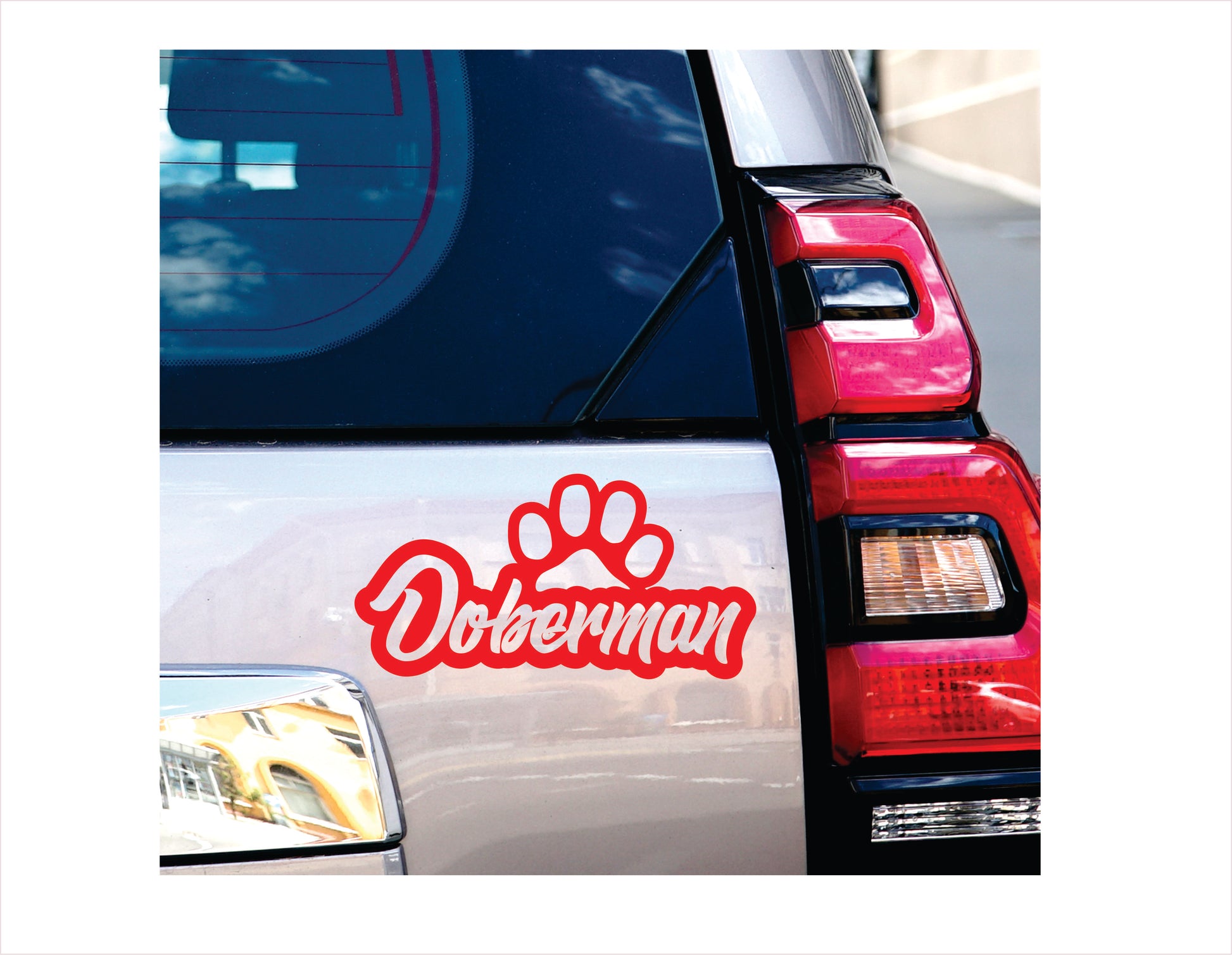 Doberman Paw Red Decal Sticker